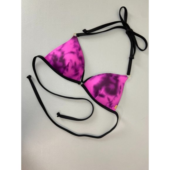 Victoria's Secret PINK small purple tie dye triangle halter tie back‎ bikini top - Picture 1 of 5